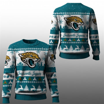 2026 Christmas Jaguars Festive Reindeer Tree Ugly Sweater - Moonbestprint