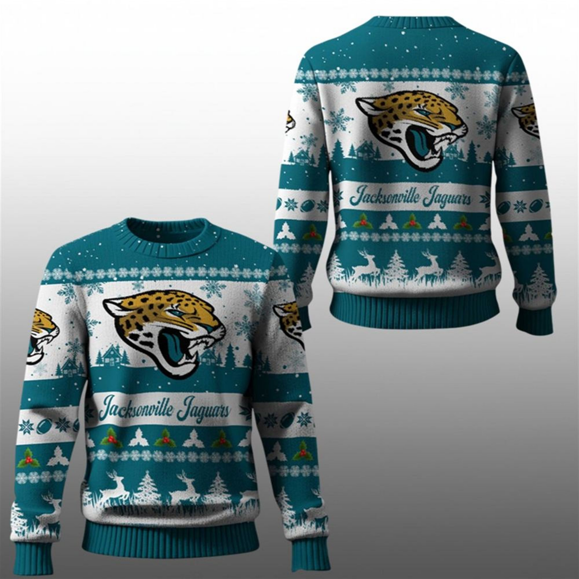2025 Christmas Jaguars Festive Reindeer Tree Ugly Sweater – Moonbestprint