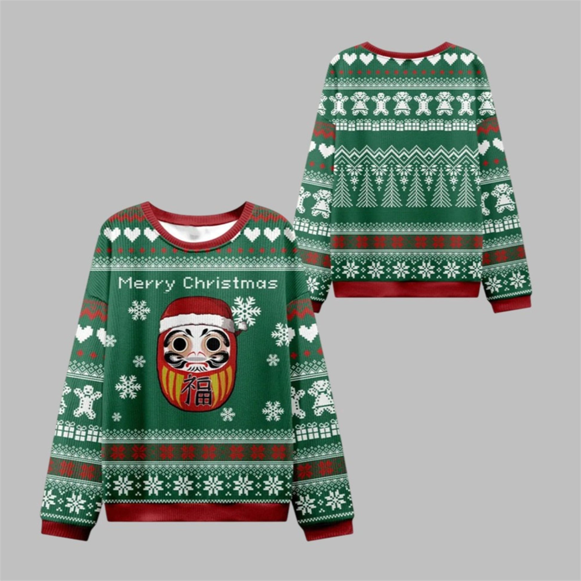 2026 Christmas Japanese Daruma Ugly Christmas Sweater - Moonbestprint
