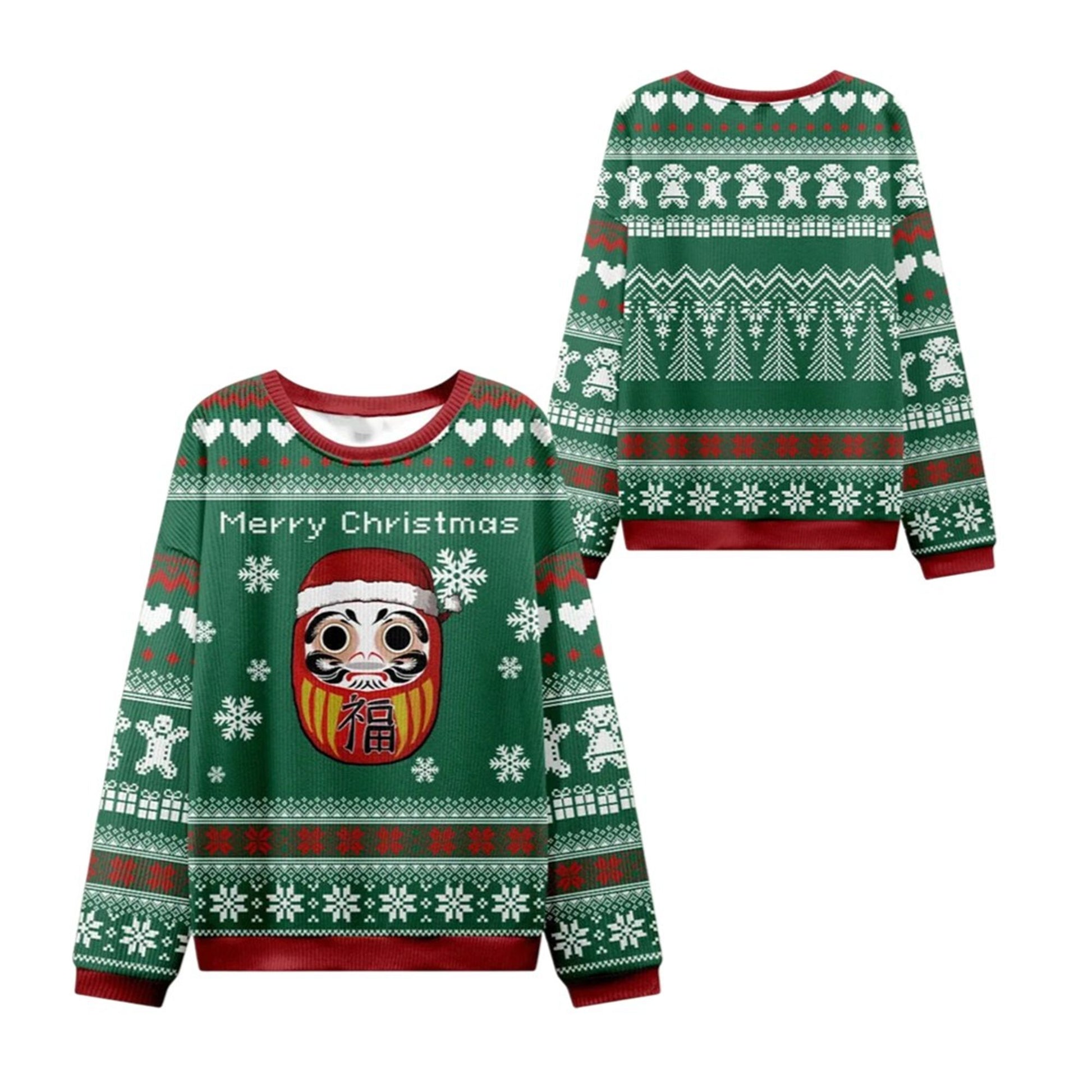 2026 Christmas Japanese Daruma Ugly Christmas Sweater - Moonbestprint
