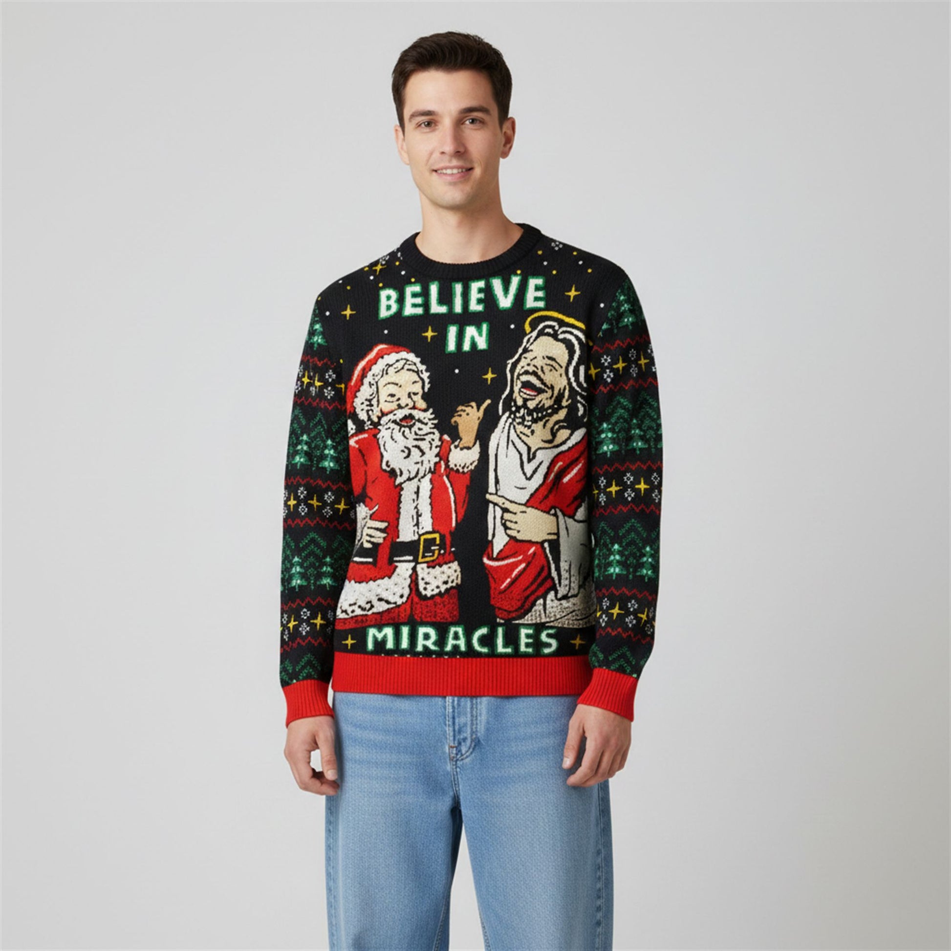 2026 Christmas Jesus Believe In Miracle Ugly Sweater - Moonbestprint