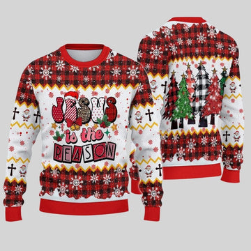 2026 Christmas Jesus Is The Reason Ugly Sweatshirt - Moonbestprint