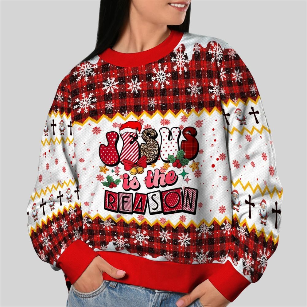 2026 Christmas Jesus Is The Reason Ugly Sweatshirt - Moonbestprint