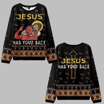 2026 Christmas Jesus has Your Back Ugly Christmas Sweater - Moonbestprint
