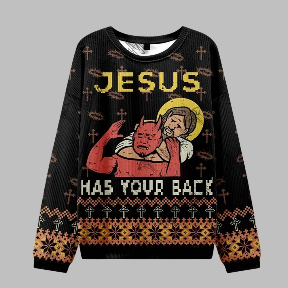 2026 Christmas Jesus has Your Back Ugly Christmas Sweater - Moonbestprint