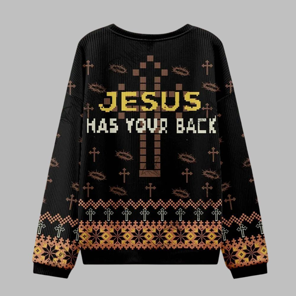 2026 Christmas Jesus has Your Back Ugly Christmas Sweater - Moonbestprint