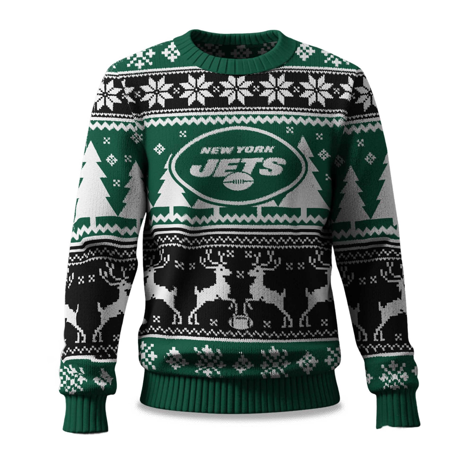 2025 Christmas Jets Reindeer Football Ugly Sweater – Moonbestprint