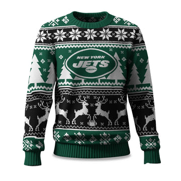 2025 Christmas Jets Reindeer Football Ugly Sweater – Moonbestprint