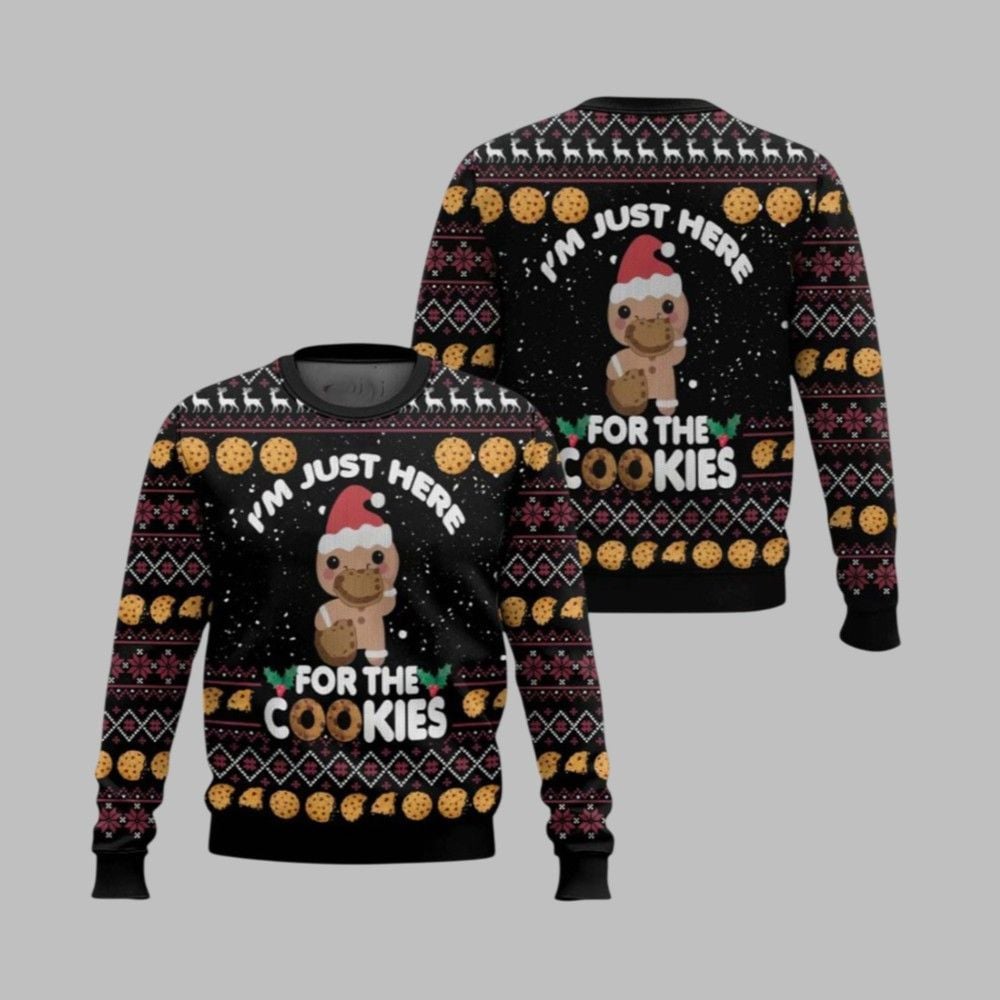 2026 Christmas Just Here For The Cookies Ugly Christmas Sweater - Moonbestprint