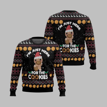 2026 Christmas Just Here For The Cookies Ugly Christmas Sweater - Moonbestprint
