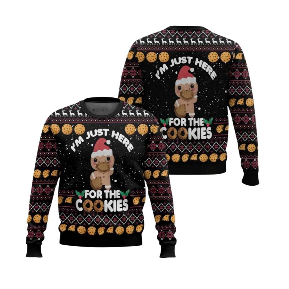 2026 Christmas Just Here For The Cookies Ugly Christmas Sweater - Moonbestprint