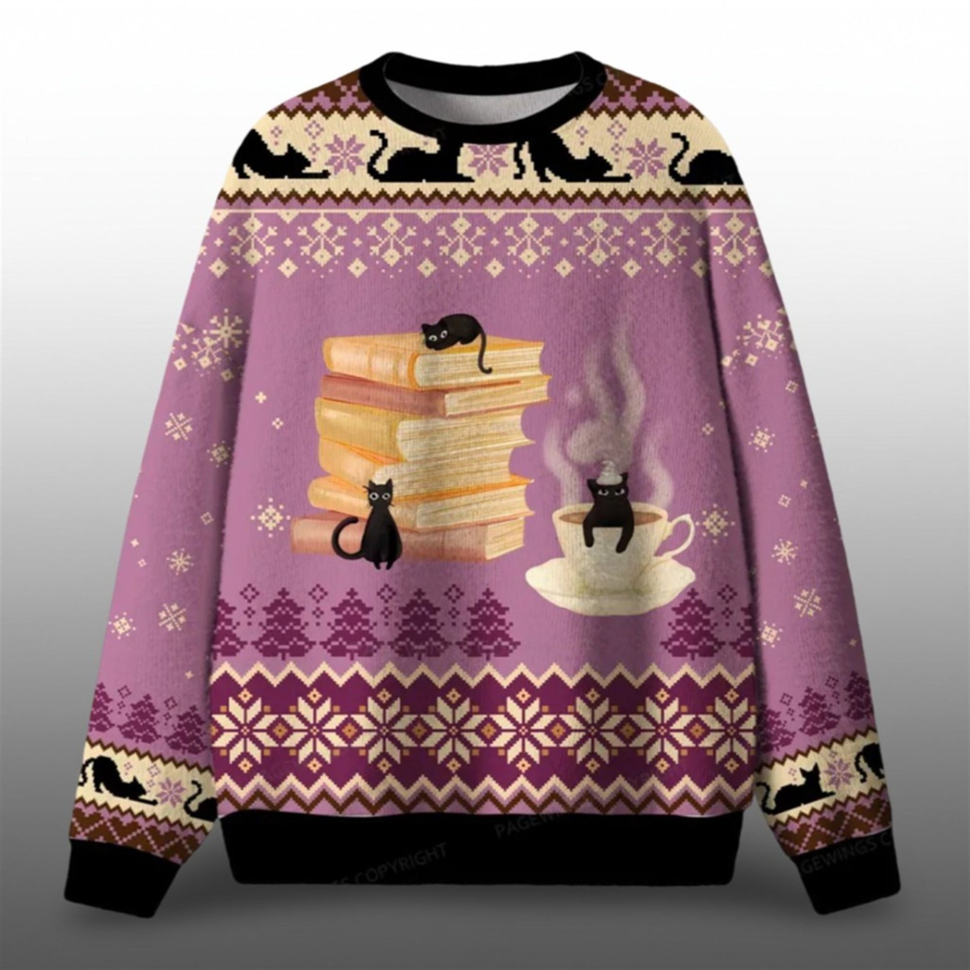 2026 Christmas Just a Book Loving Cat Ugly Sweater - Moonbestprint