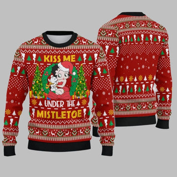 2026 Christmas Kiss Me Under The Mistletoe Christmast Ugly Sweatshirt - Moonbestprint