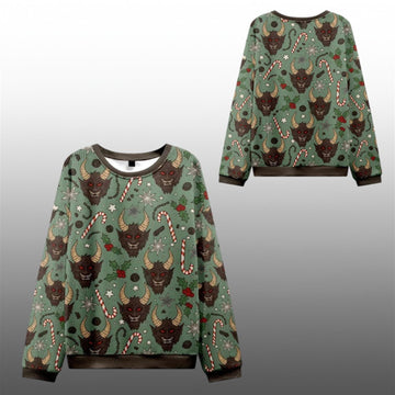 2026 Christmas Krampus And Candy Cane Ugly Sweater - Moonbestprint
