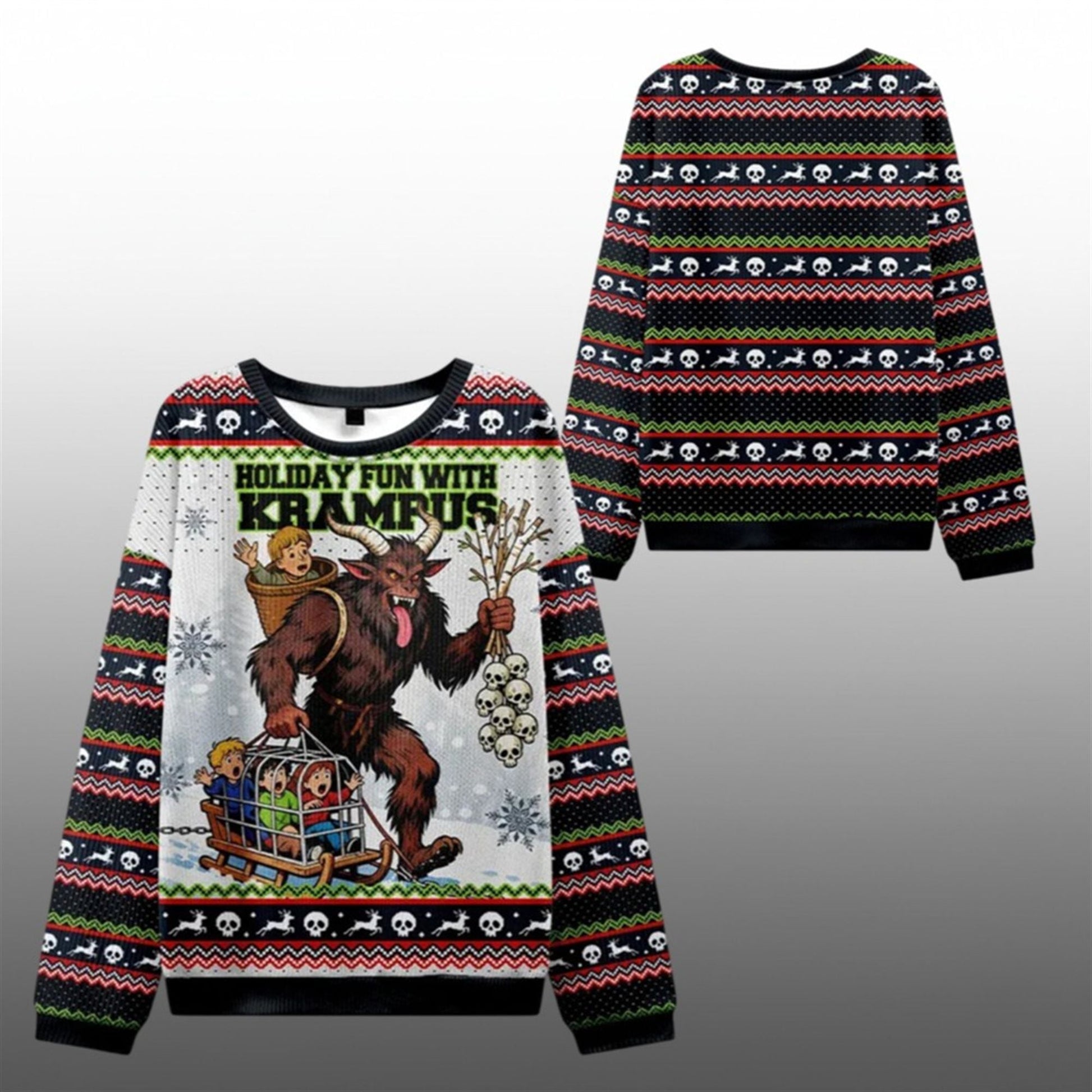 2026 Christmas Krampus Catches Children Ugly Sweater - Moonbestprint