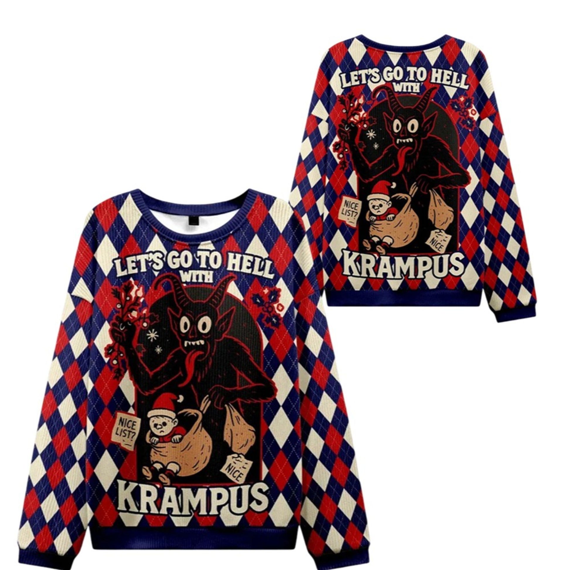 2026 Christmas Krampus Let's Go to Hell Ugly Sweater - Moonbestprint