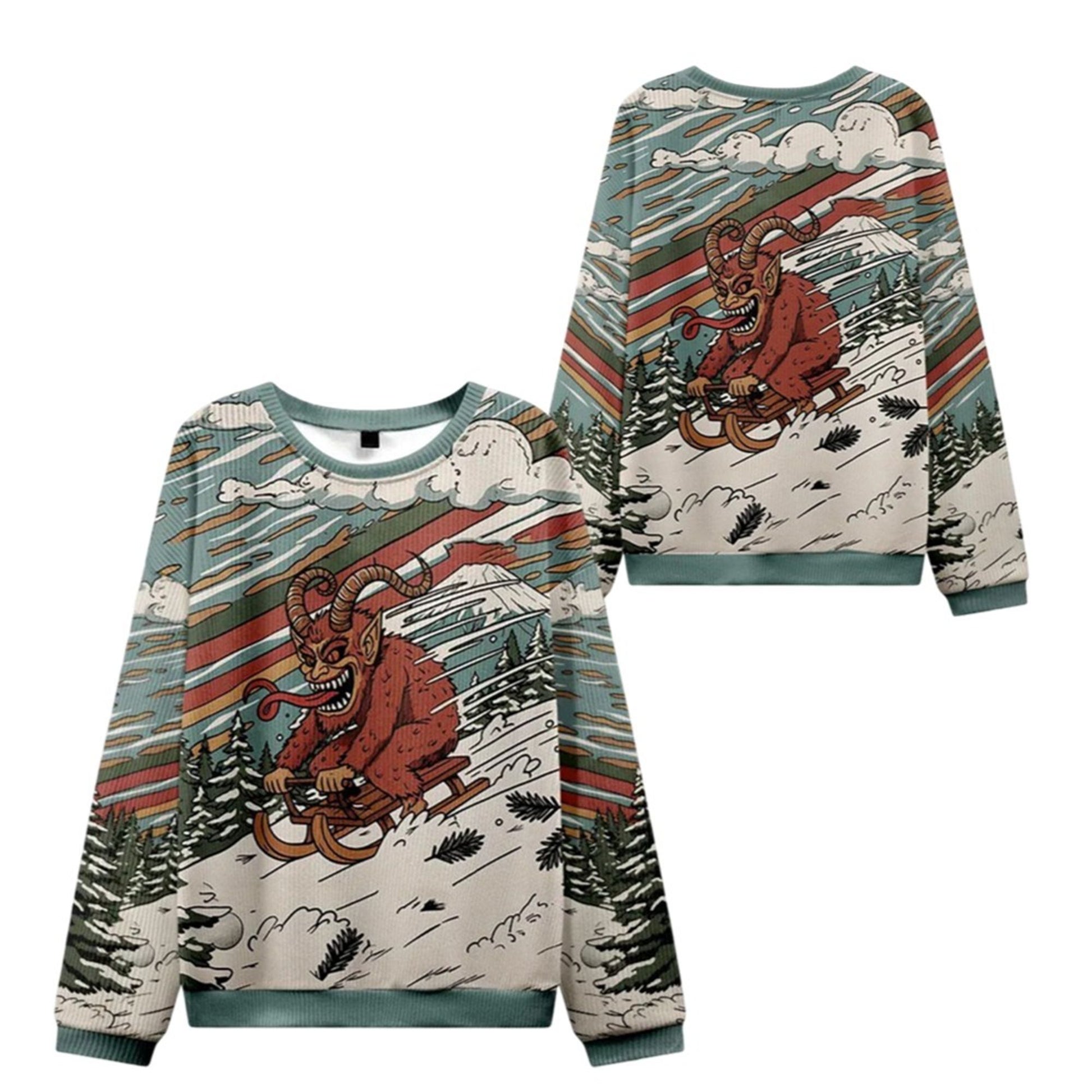 2026 Christmas Krampus Sled Ugly Sweater - Moonbestprint