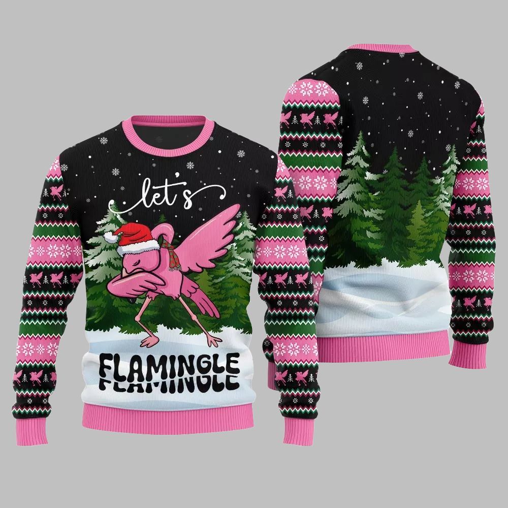 2026 Christmas Lets Flamingle Ugly Christmas Sweater - Moonbestprint