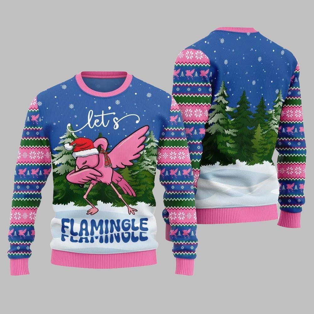 2026 Christmas Lets Flamingle Ugly Christmas Sweater - Moonbestprint