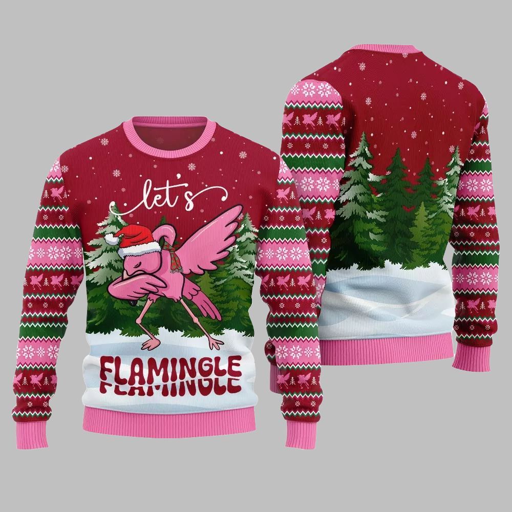 2026 Christmas Lets Flamingle Ugly Christmas Sweater - Moonbestprint