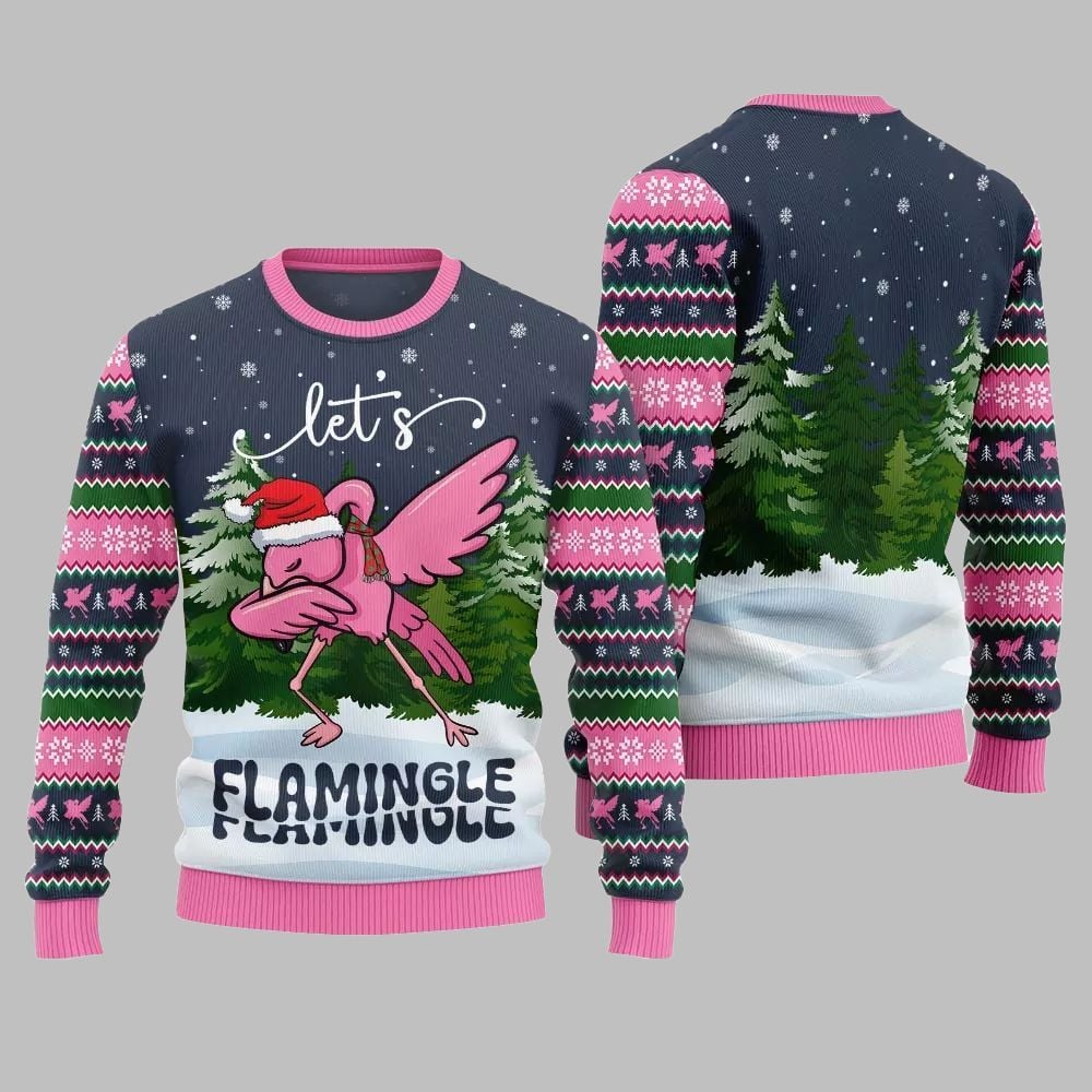 2026 Christmas Lets Flamingle Ugly Christmas Sweater - Moonbestprint