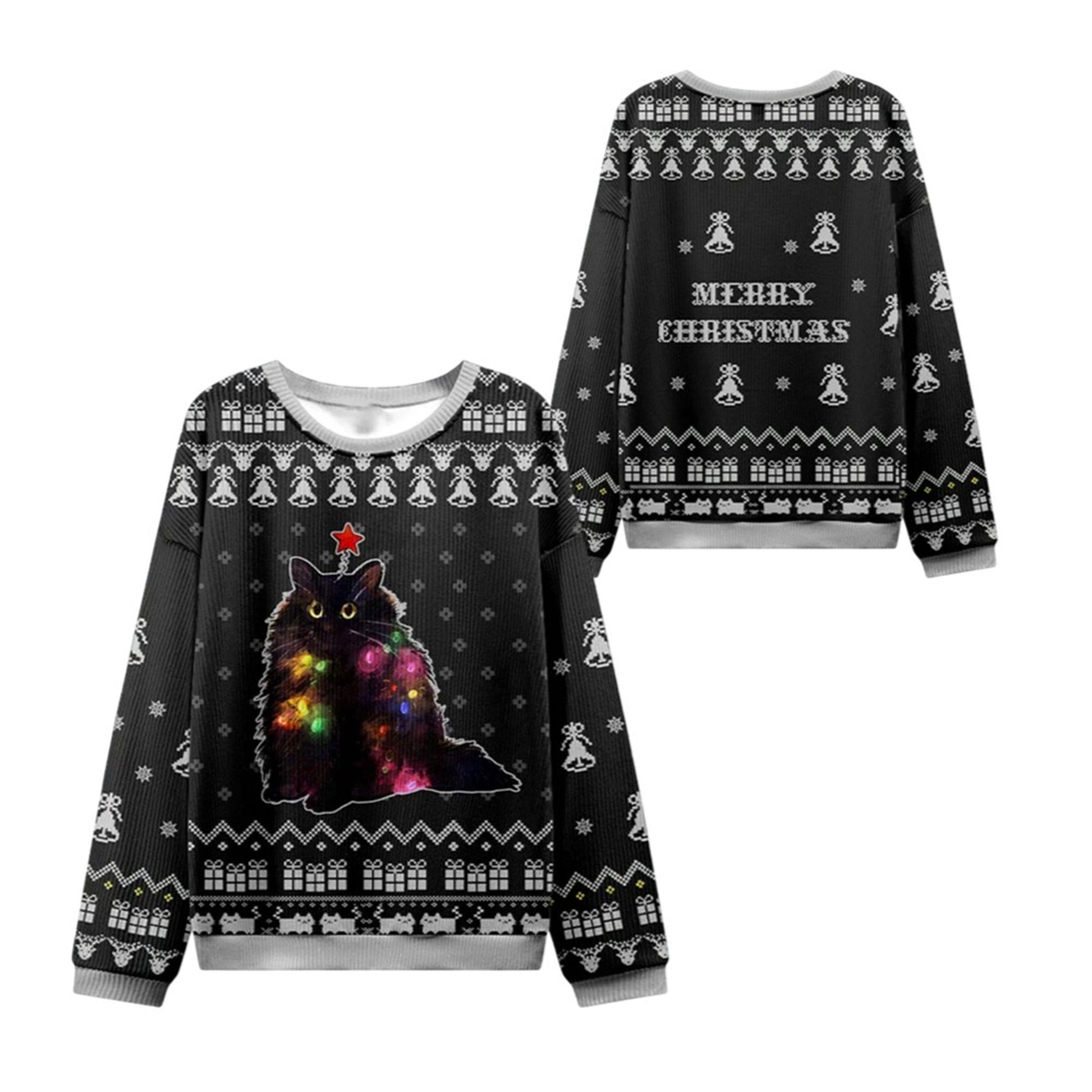 2026 Christmas Lights Cat Christmas Ugly Sweater - Moonbestprint