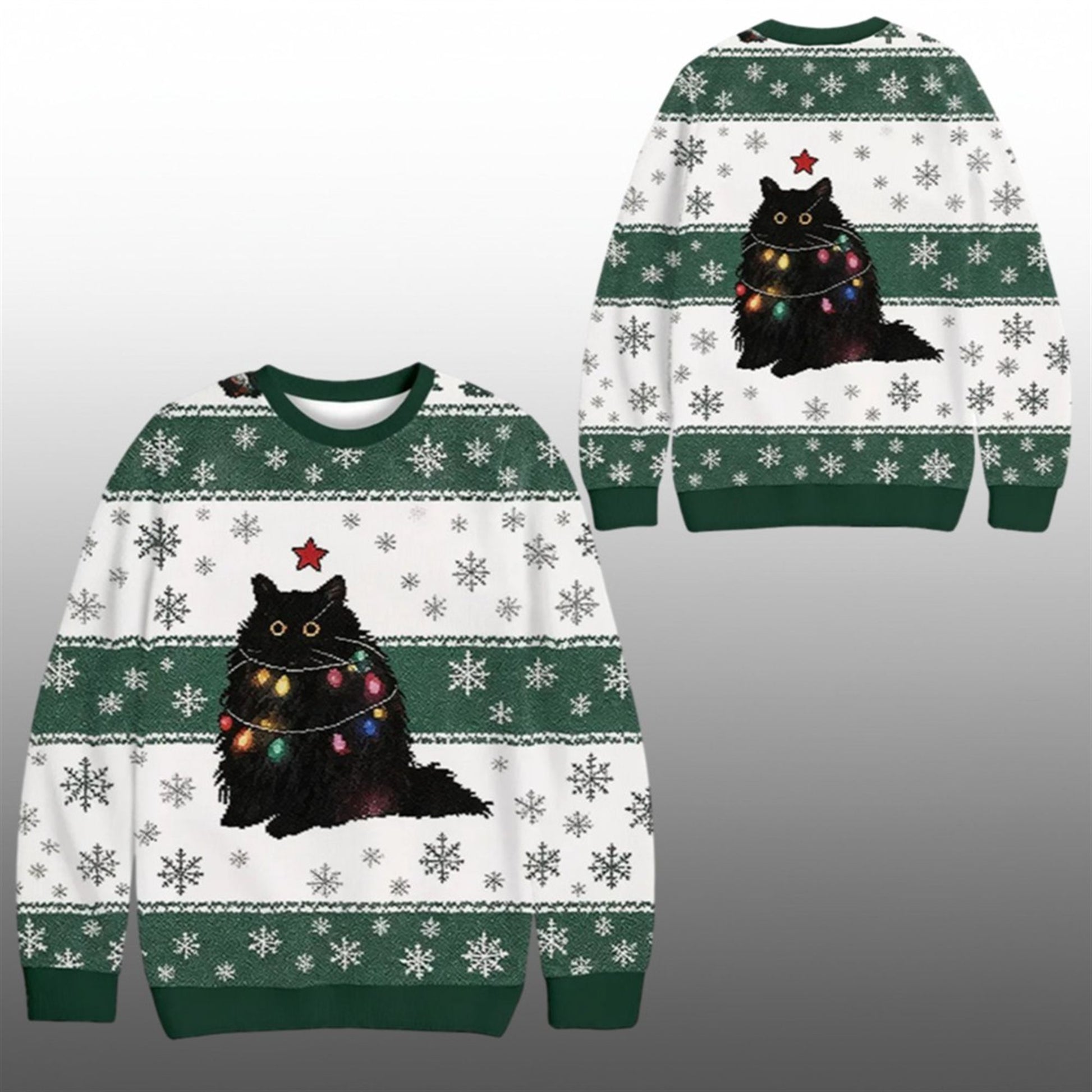 2026 Christmas Lights Cat Japanese Ugly Sweater - Moonbestprint