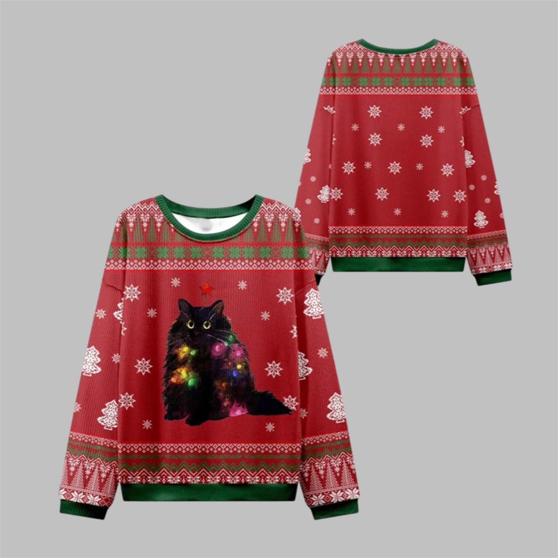 2026 Christmas Lights Cat Ugly Christmas Sweater - Moonbestprint