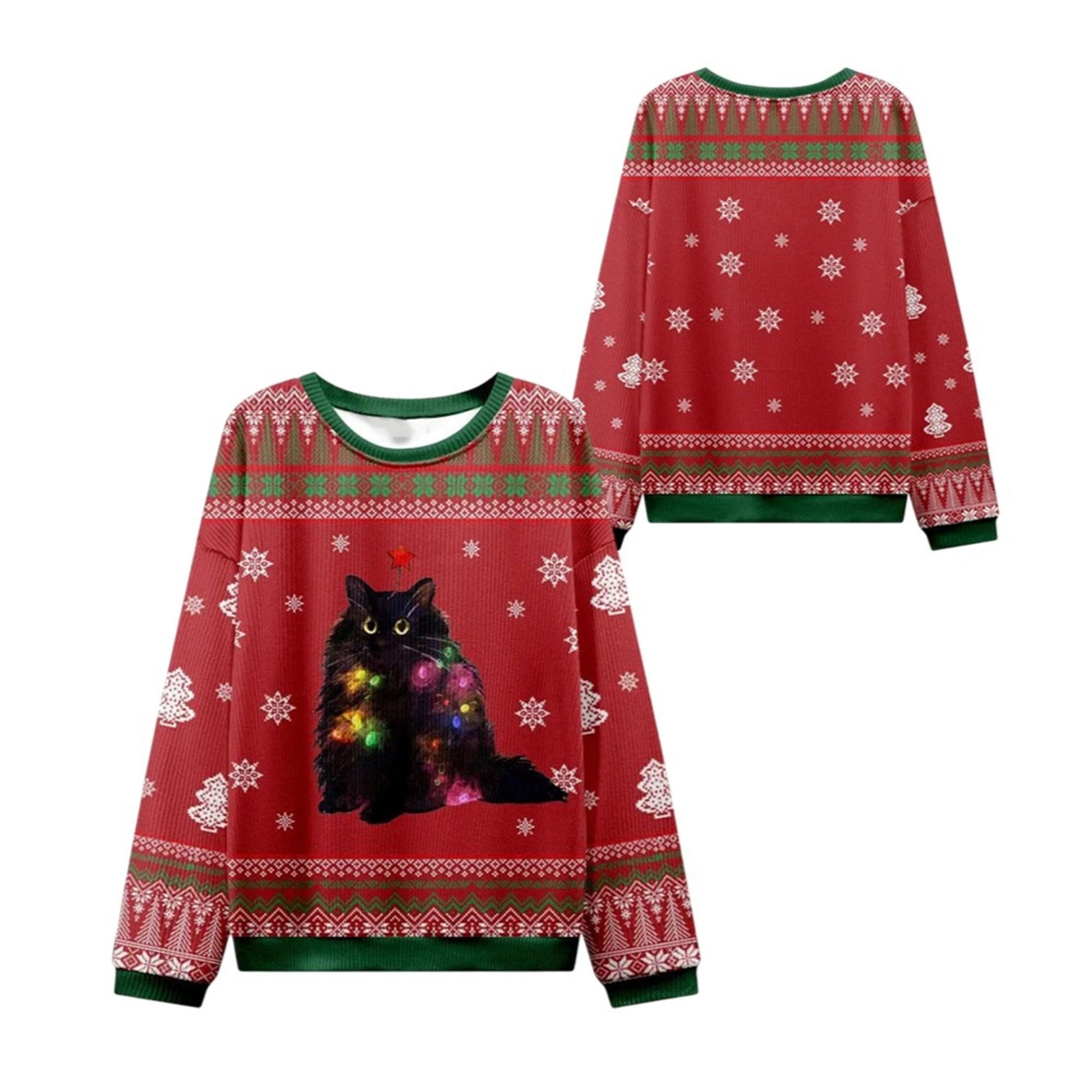 2026 Christmas Lights Cat Ugly Christmas Sweater - Moonbestprint