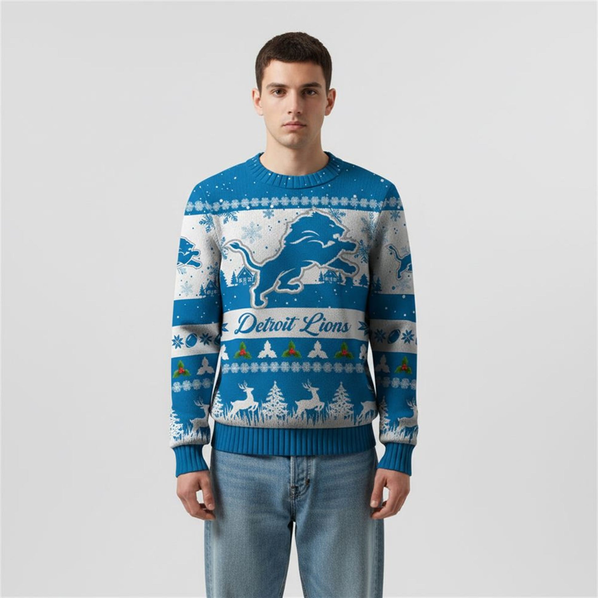 2026 Christmas Lions Festive Reindeer Tree Ugly Sweater - Moonbestprint