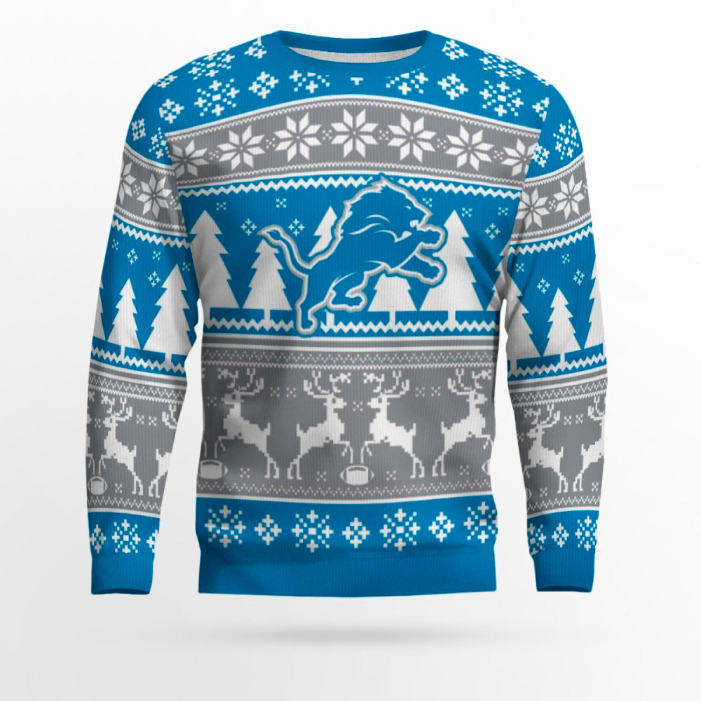 2025 Christmas Lions Reindeer Football Ugly Sweater – Moonbestprint