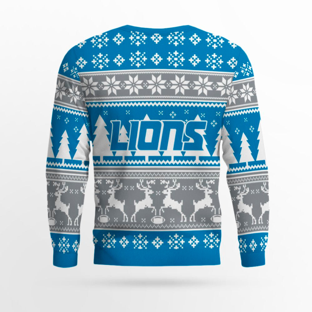 2025 Christmas Lions Reindeer Football Ugly Sweater – Moonbestprint