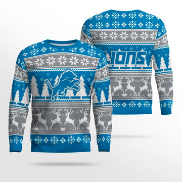 2025 Christmas Lions Reindeer Football Ugly Sweater – Moonbestprint