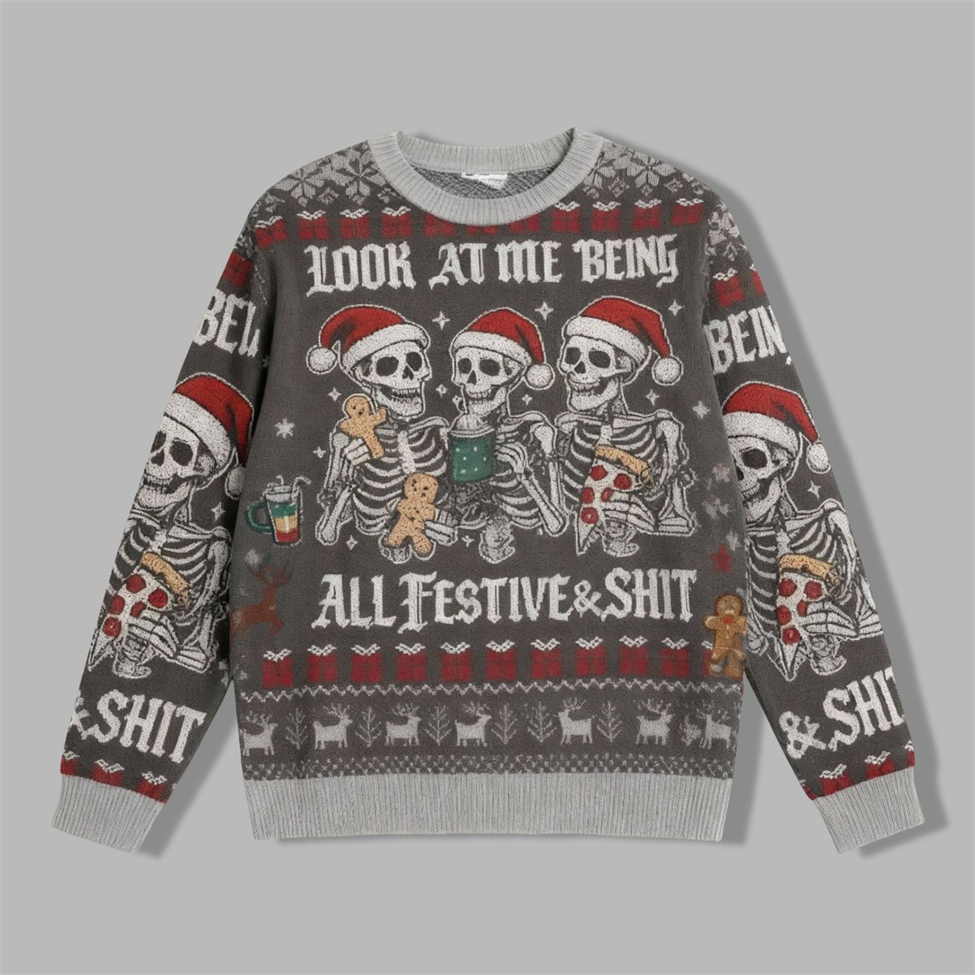2026 Christmas Look at Me Being Festive Skeleton Ugly Sweater - Moonbestprint