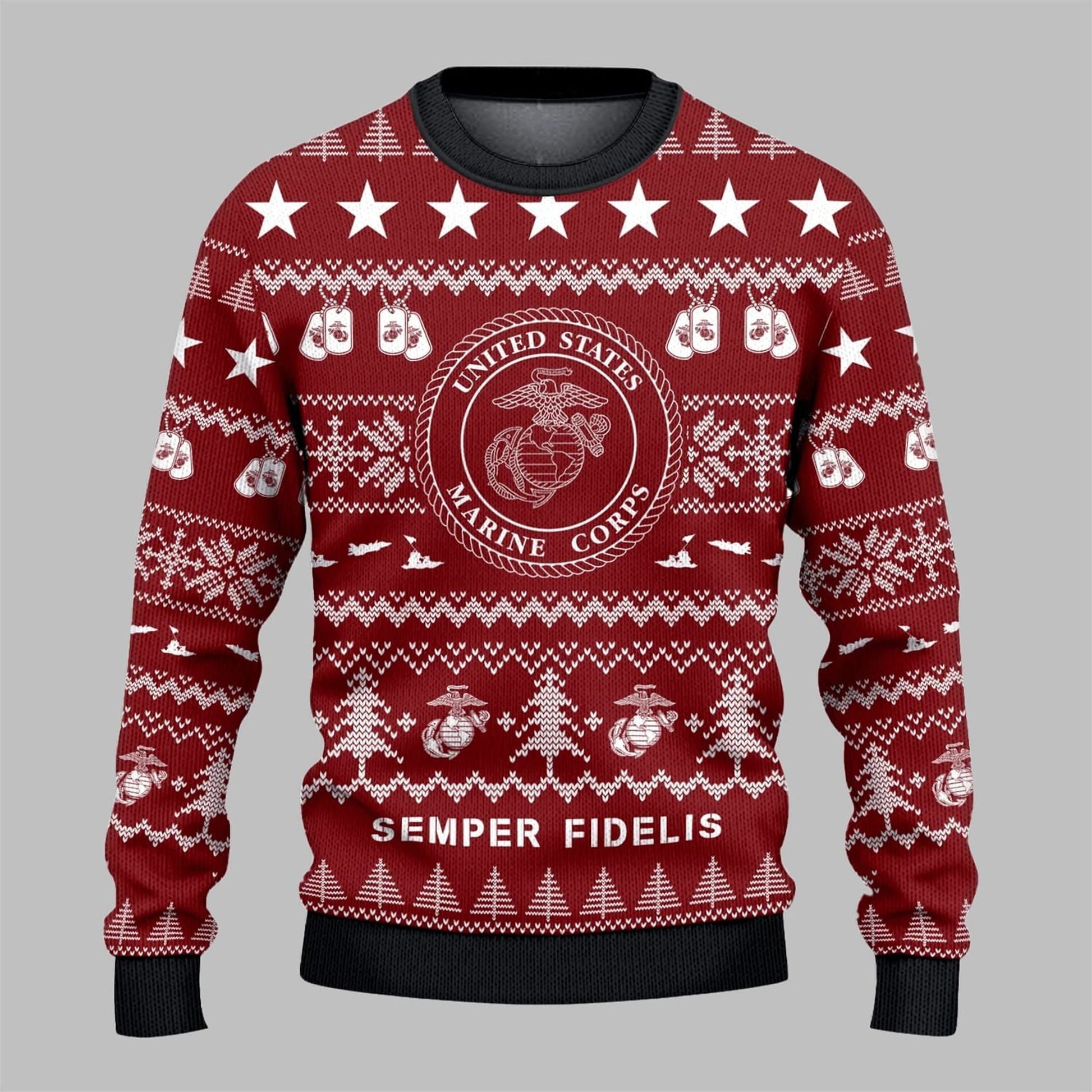 2026 Christmas Marine Corps Semper Fidelis Ugly Sweater - Moonbestprint