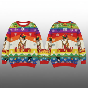 2026 Christmas Marlboro Chihuahua Smoking Meme Ugly Sweater - Moonbestprint