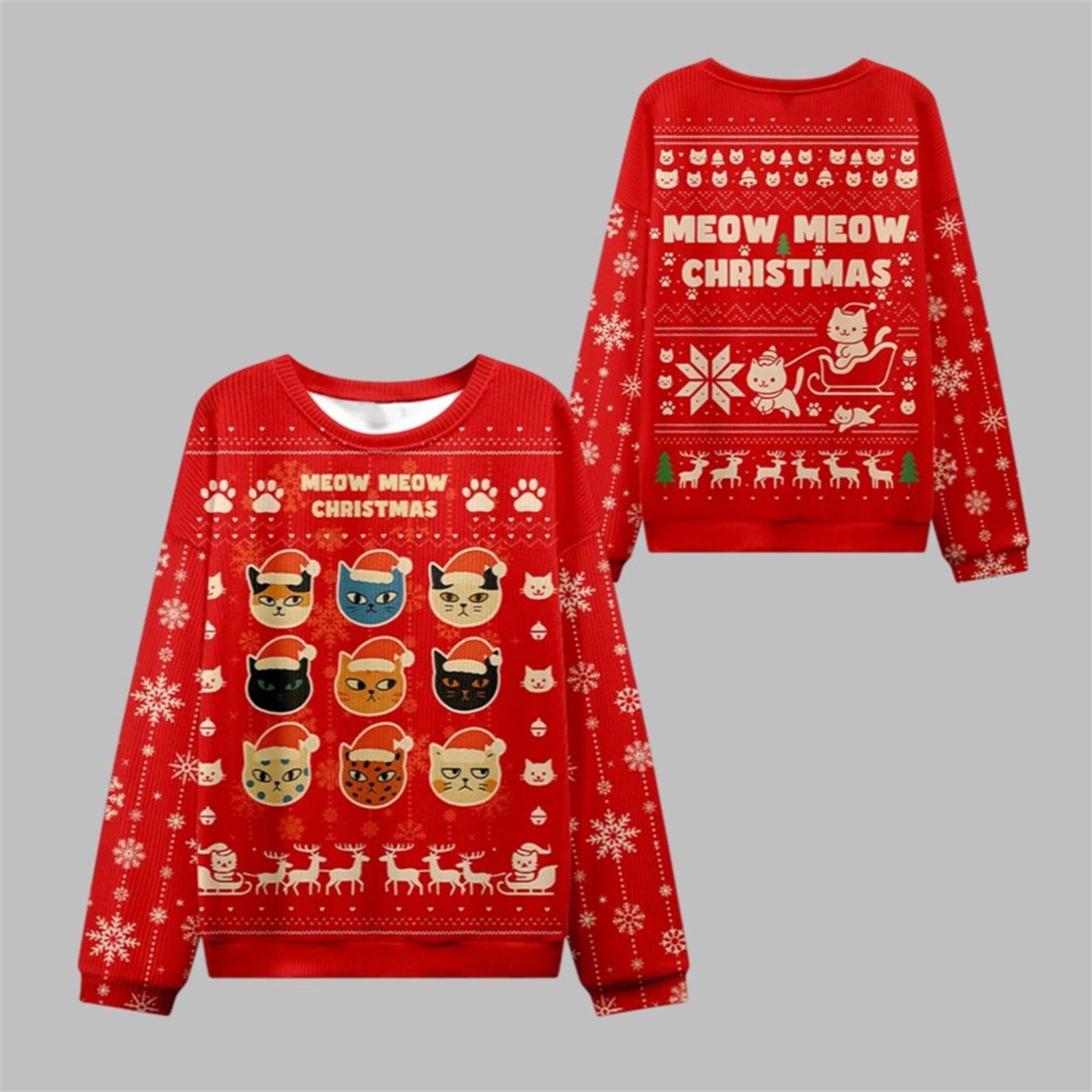 2026 Christmas Meow Meow Christmas Ugly Sweater - Moonbestprint