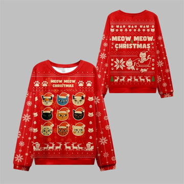 2026 Christmas Meow Meow Christmas Ugly Sweater - Moonbestprint