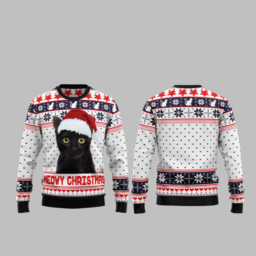 2026 Christmas Meowy Christmas Ugly Christmas Sweater - Moonbestprint