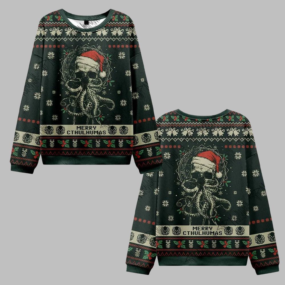 2026 Christmas Merry Cthulhumas Vintage Ugly Christmas Sweater - Moonbestprint
