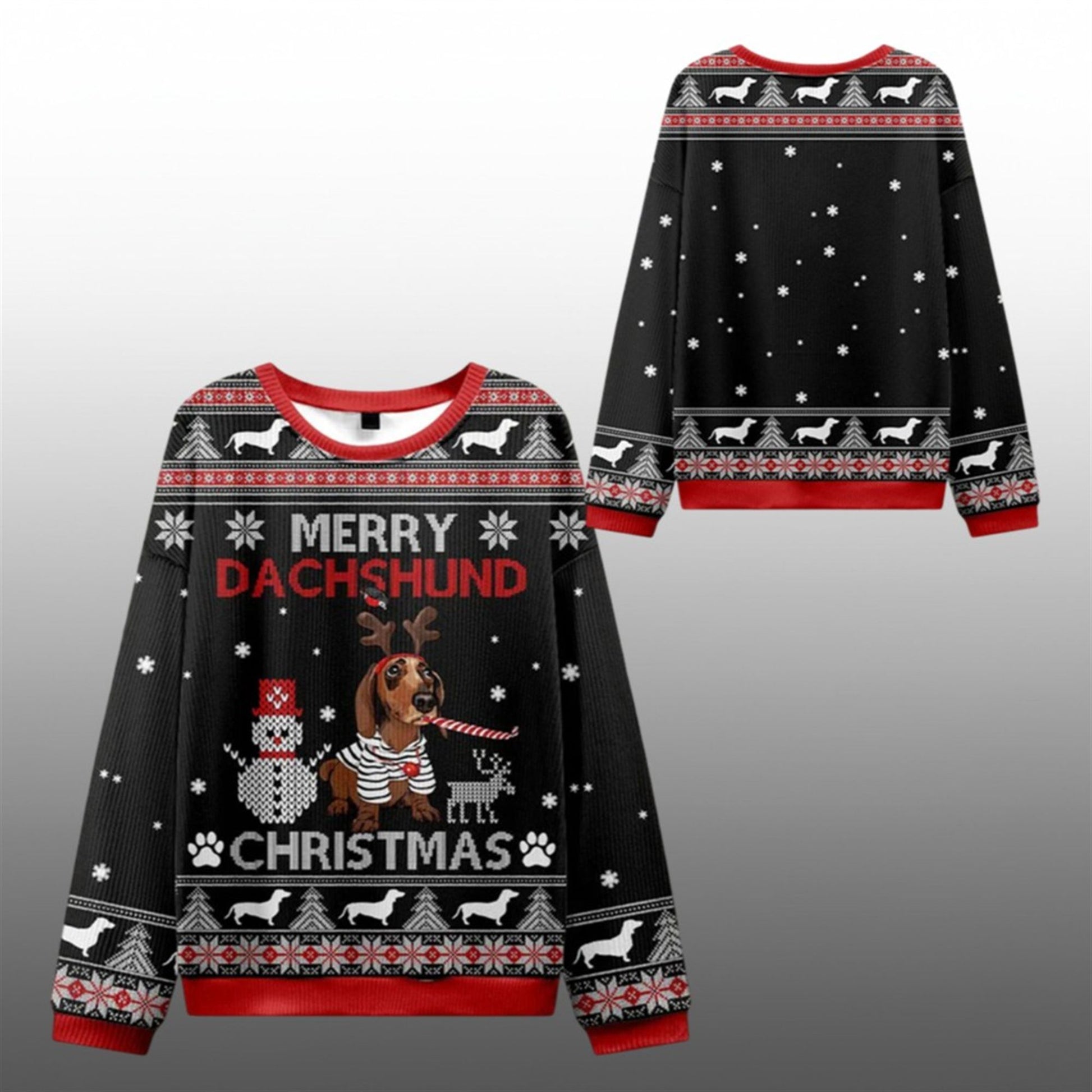 2026 Christmas Merry Dachshund Ugly Sweater - Moonbestprint