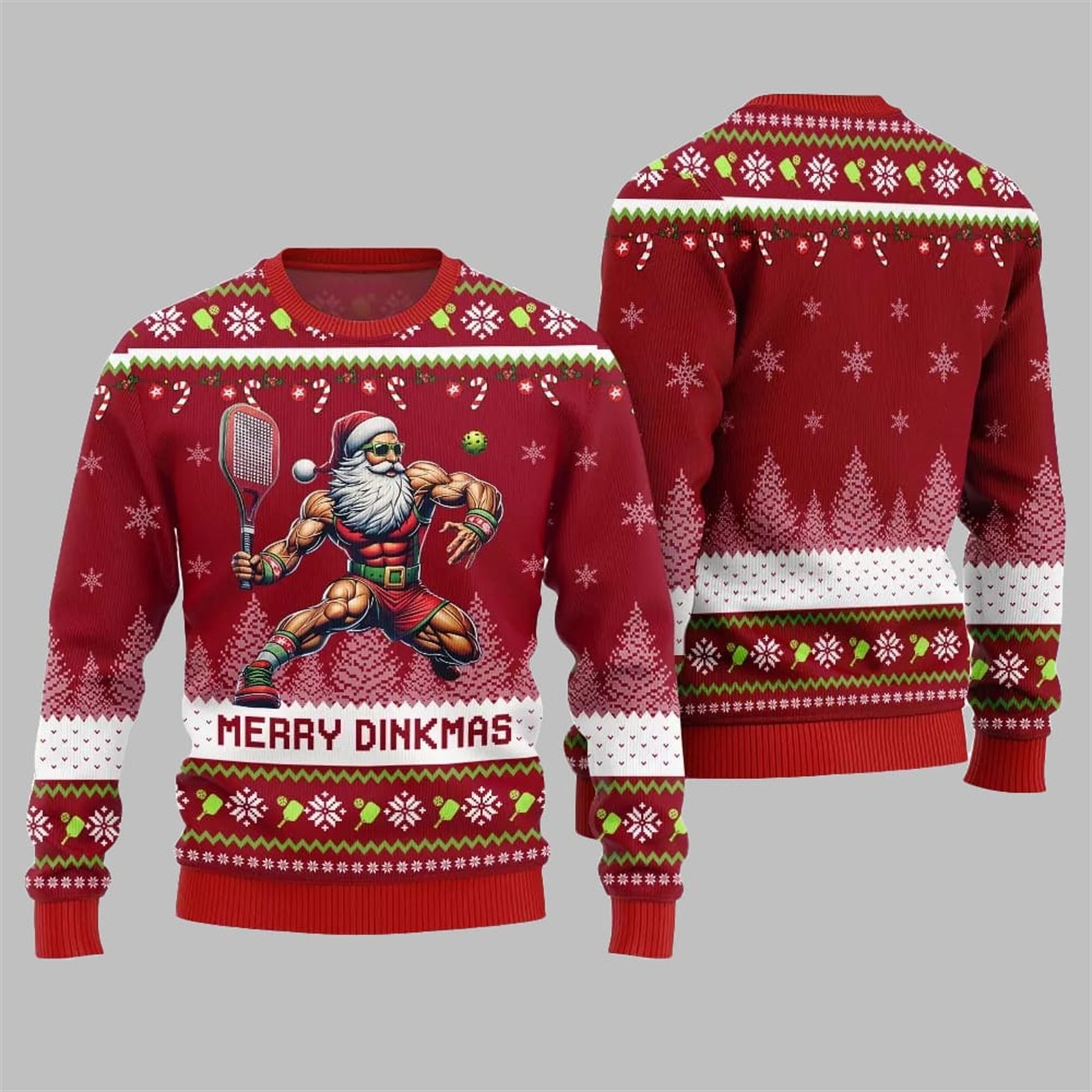 2026 Christmas Merry Dinkmas Santa Playing Pickleball Ugly Sweater - Moonbestprint