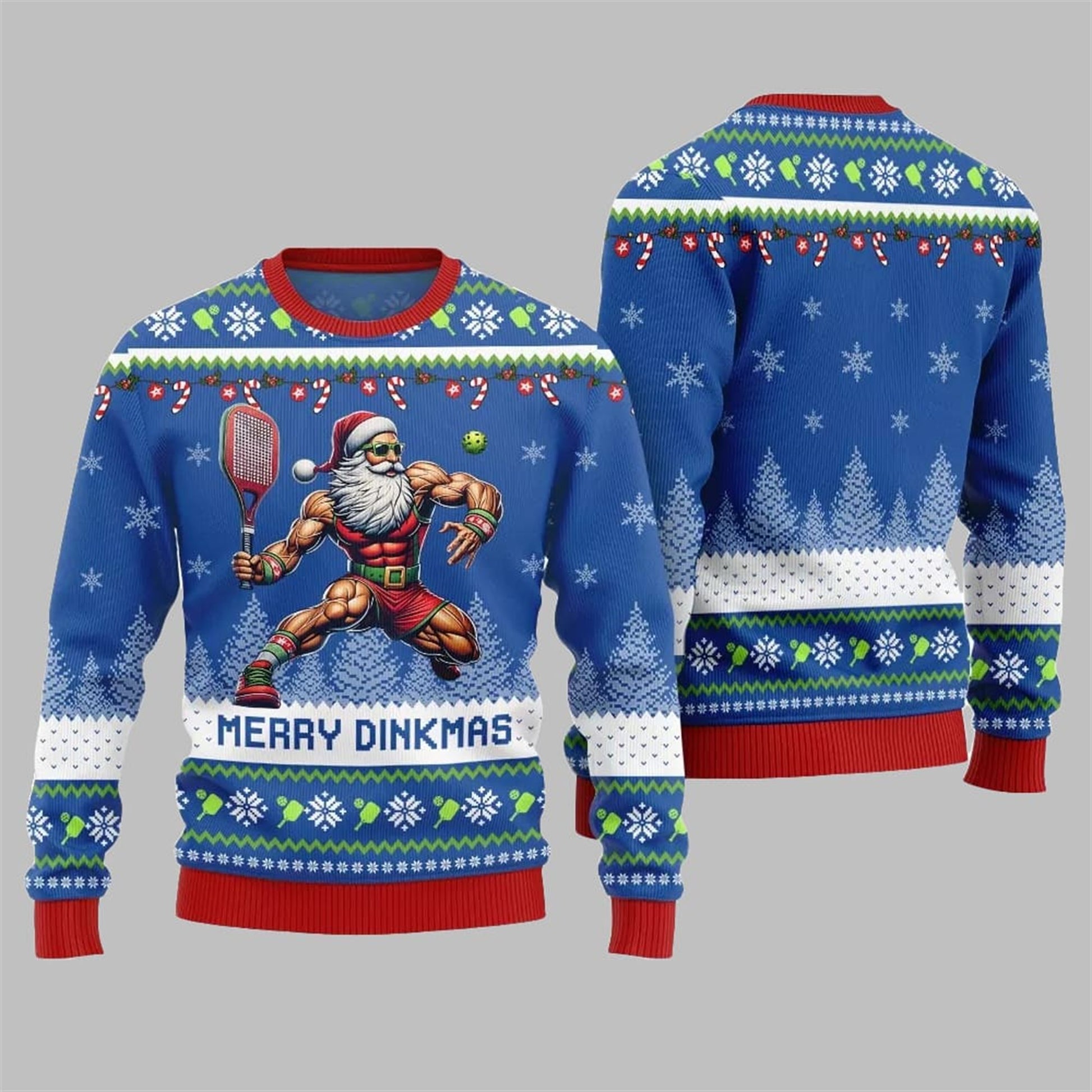 2026 Christmas Merry Dinkmas Santa Playing Pickleball Ugly Sweater - Moonbestprint