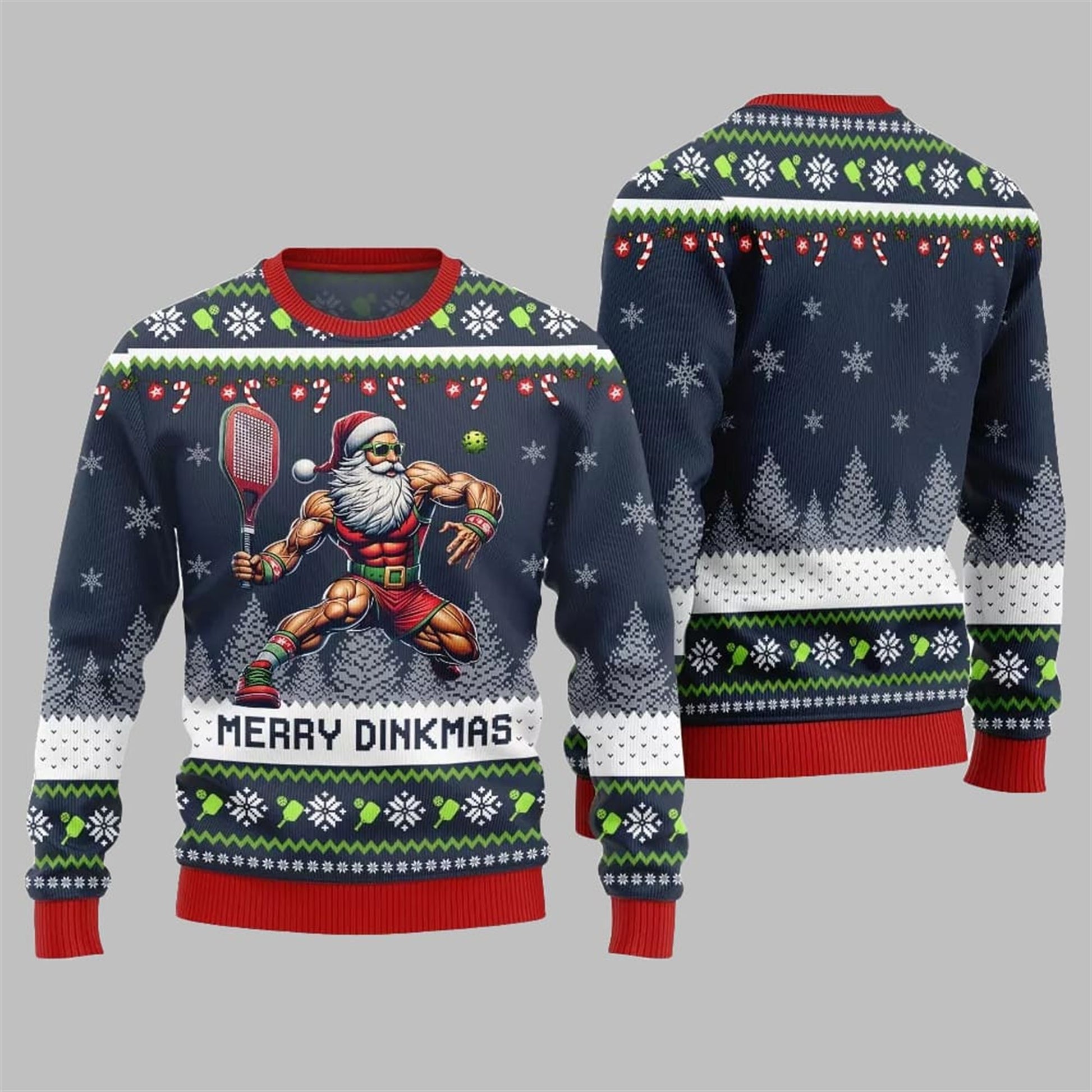 2026 Christmas Merry Dinkmas Santa Playing Pickleball Ugly Sweater - Moonbestprint