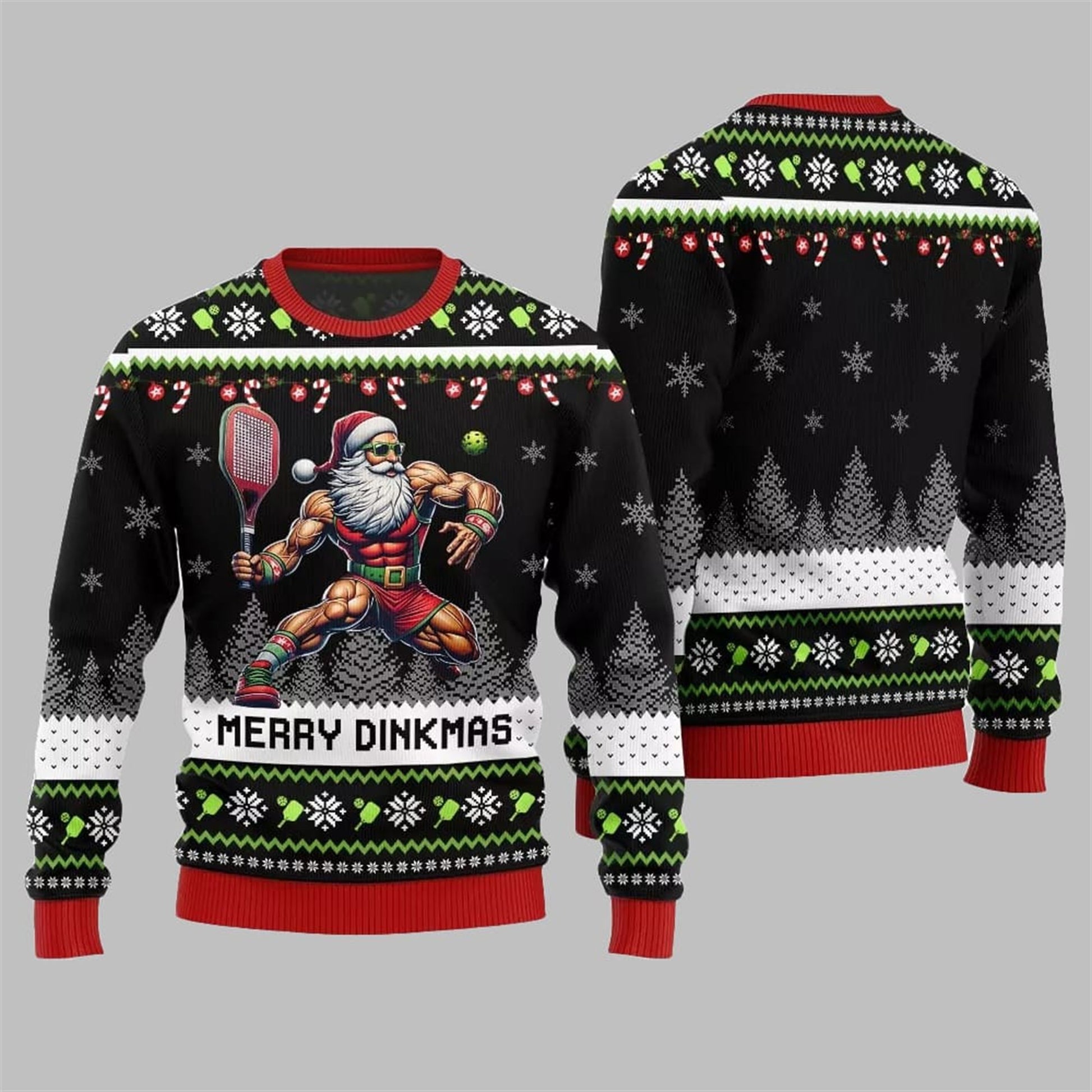 2026 Christmas Merry Dinkmas Santa Playing Pickleball Ugly Sweater - Moonbestprint