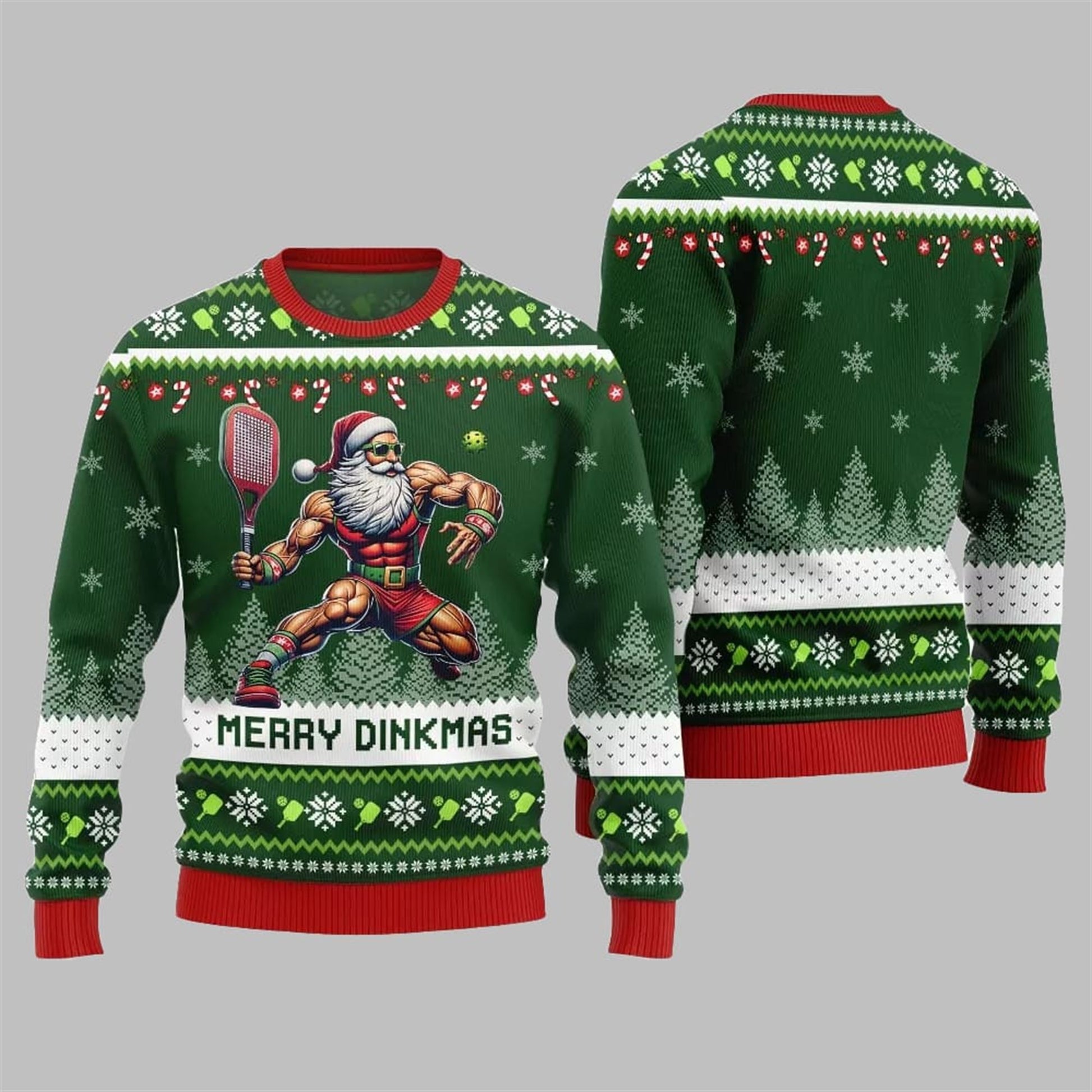 2026 Christmas Merry Dinkmas Santa Playing Pickleball Ugly Sweater - Moonbestprint