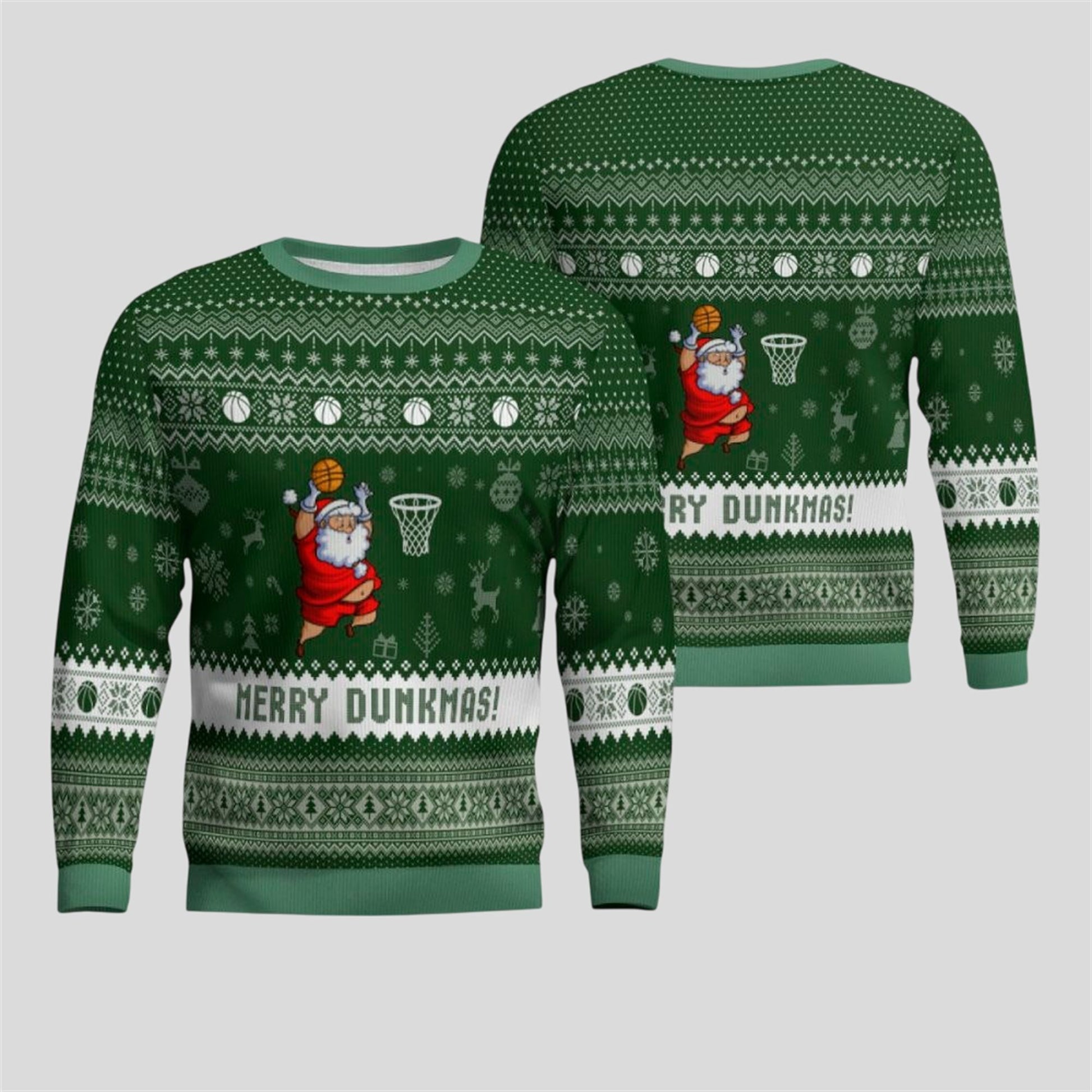 2026 Christmas Merry Dunkmas Basketball Ugly Sweater - Moonbestprint