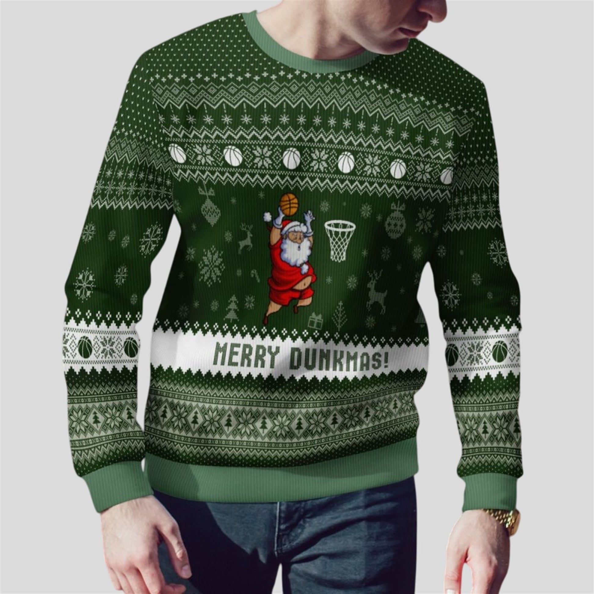 2026 Christmas Merry Dunkmas Basketball Ugly Sweater - Moonbestprint