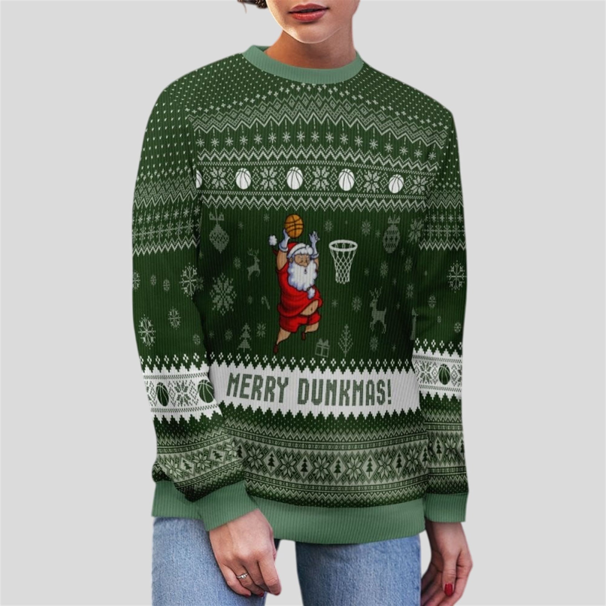 2026 Christmas Merry Dunkmas Basketball Ugly Sweater - Moonbestprint