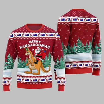2026 Christmas Merry Kangaroomas Ugly Christmas Sweater - Moonbestprint